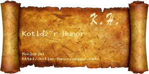 Kotlár Hunor névjegykártya